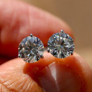 5.12 Carat Round Brilliant IGI Certified Lab Grown Diamond Stud Earrings